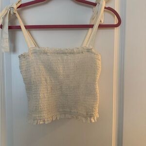 Abercrombie‎ & Fitch White Smocked Women's Top